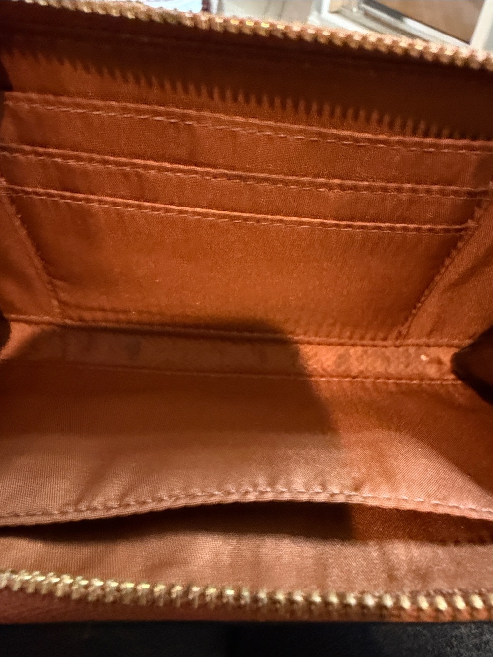 Coach Crossgrain Leather Zip Around Wallet Wristlet Brown Gold 63189B - Picture 4 of 5